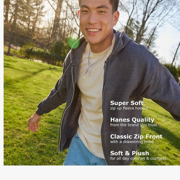 Hanes Men’s zip up hoodie size Small - Picture 4 of 6